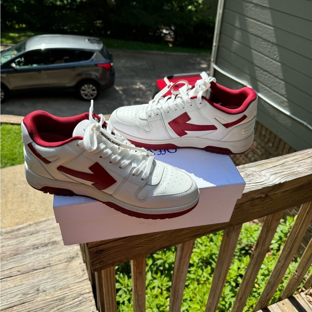 White and Red Sneakers